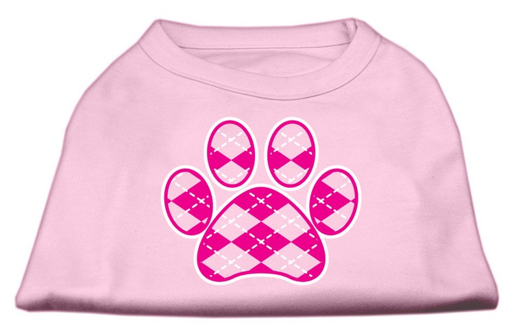 Argyle Paw Pink Screen Print Shirt Light Pink Lg